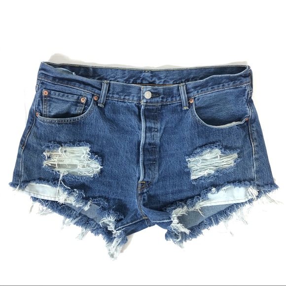 SOLD Levi’s 501 High Rise Cutoff Jean Shorts W36 - Picture 4 of 11